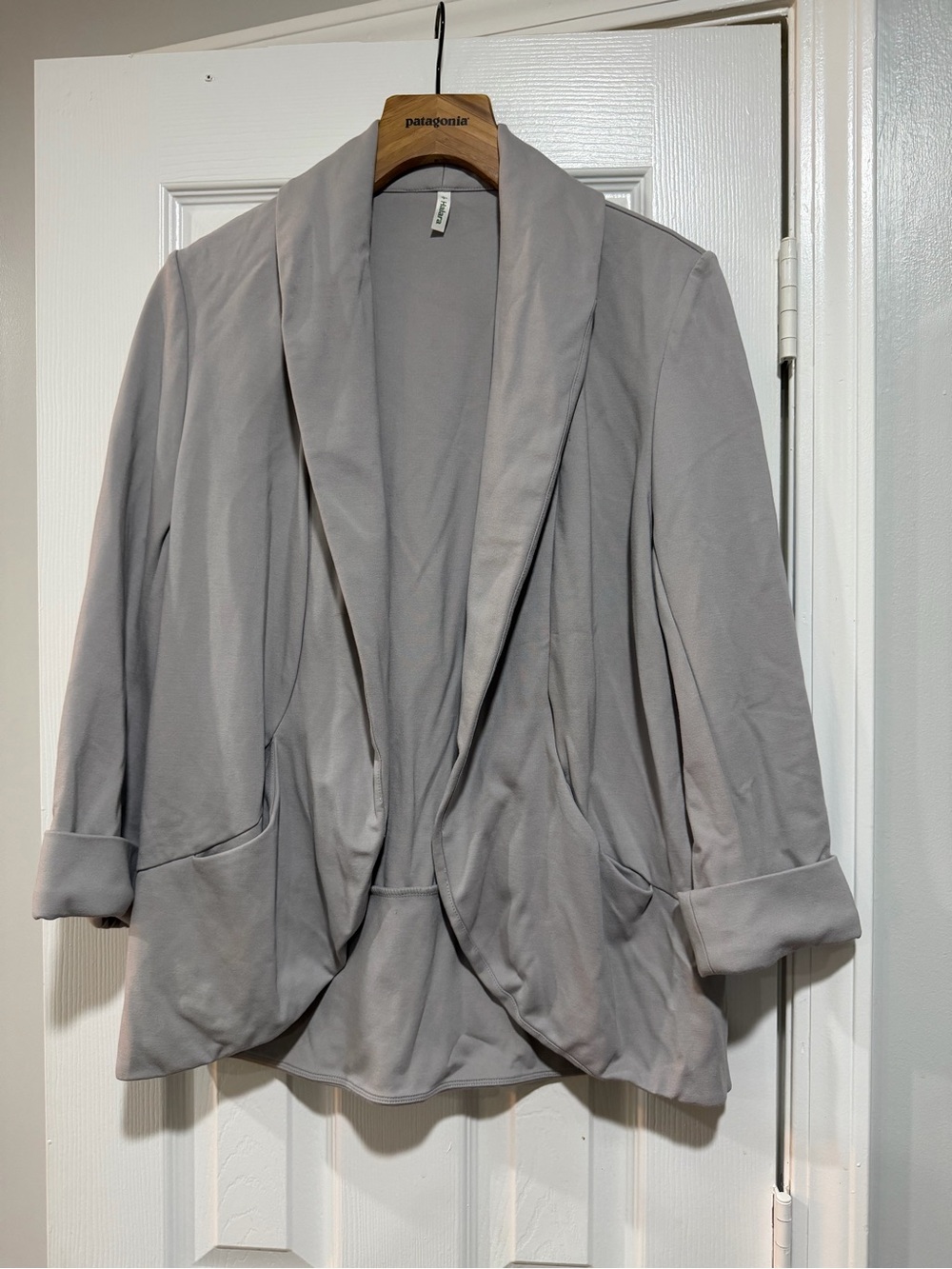 HALARA Light Gray Draped Open-Front Blazer / women’s medium